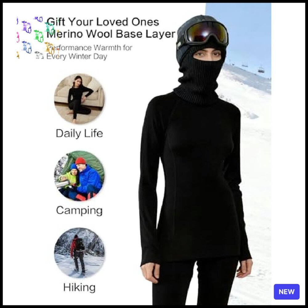 Merino Wool Thermal Set Women's Base Layer Ski Snowboard Activewear - Picture 5 of 8